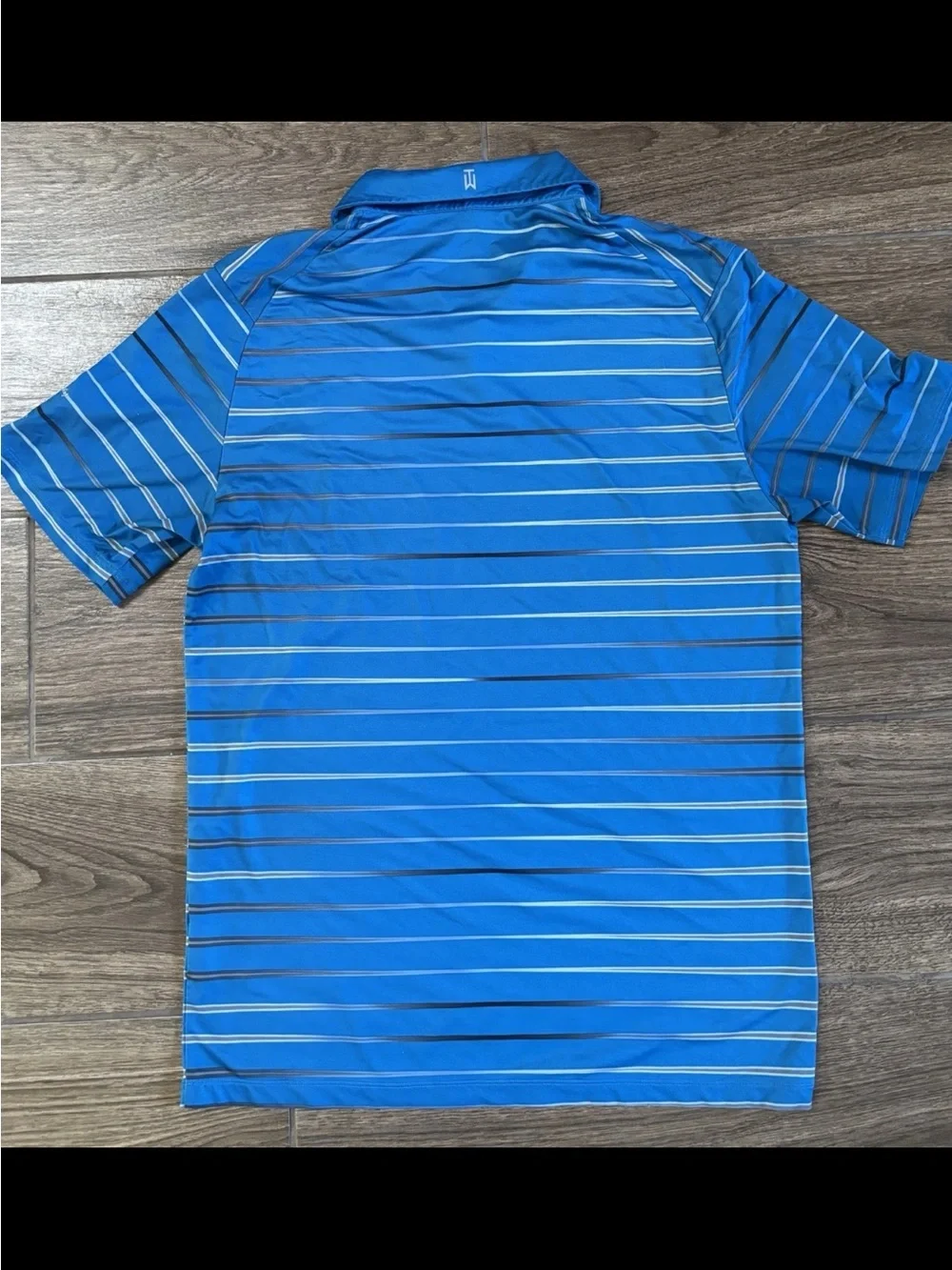 Nike Tiger Woods Dri-FIT Polo Small Blue Striped Pebble Beach Golf